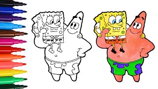 Cute SpongeBob amp Patrick Drawing  Colouring Pages for Kids amp Toddlers  spongebob nickelodeon [upl. by Onairotciv166]