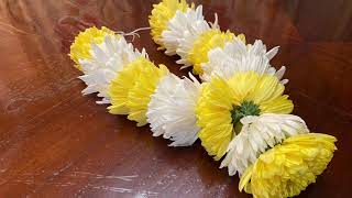 How To Make Fresh ChrysantheMum Flower Garland Easy Garland Making Method At Home [upl. by Siuoleoj]