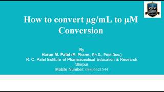 How to convert microgram per ml to micromol simplest way of calculation [upl. by Iahk]