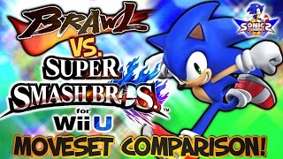 SC Brawl vs Smash Bros Wii U  Sonic Moveset amp Model Comparison [upl. by Cesaria]