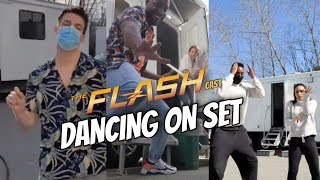 THE FLASH CAST DANCING OFF SET instagram story  The Flash Season 7 [upl. by Lebama]