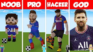 Minecraft REAL LIFE MESSI PSG STATUE HOUSE BUILD  NOOB vs PRO vs HACKER vs GOD  Animation [upl. by Ynnel81]