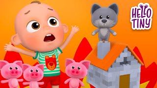 Three Little Pigs 🐷  Kids Song and Nursery Rhyme  Hello Tiny [upl. by Tloh]