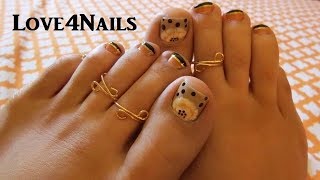 Toe Nail Art Design Tutorial  Black French Manicure [upl. by Berlin]