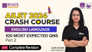 100 Most Expected English Questions Part 2  Revision Class 5  AILET Crash Course [upl. by Diley]