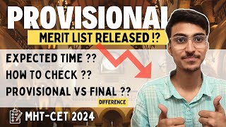 MHT CET 2024  Provisional Merit List Released Time  How to Check  Final Merit Rank  CAP Round [upl. by Eiramalegna]