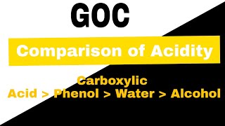 Comparison of Acidic strengthCarboxylic acid Phenol Water and Alcohol [upl. by Llennor]