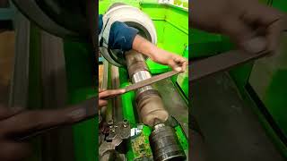 How to use a smooth file for the bearing seat smoothly work on a manual lathe machine how machine [upl. by Arbrab]