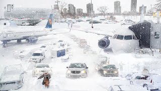 Germany is Freezing Munich Airport is covered with snow Snow Storm in München [upl. by Nylaj]