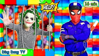 Spiderman Police vs Bad Guy Joker Girl  Joker Girl Prison Break  LIVE ACTION  MORE [upl. by Ecnarolf697]