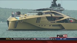 New yacht launched in Sturgeon Bay [upl. by Repsaj647]