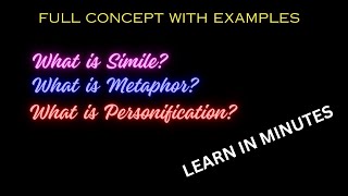 Simile Metaphor and Personification  Full Concept With Examples [upl. by Esilenna]