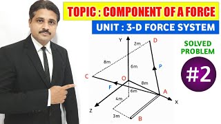 THREE DIMENSIONAL FORCE SYSTEM COMPONENT OF A FORCE SOLVED PROBLEM 2 [upl. by Cara184]