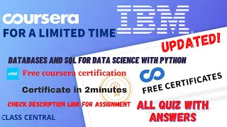 Databases and SQL for Data Science with Pythonweek15 All Quiz Answerscoursera learning learn [upl. by Aicilef]