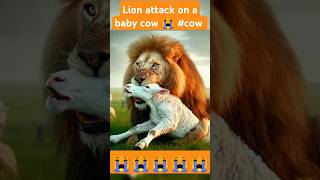 Lion attack on a baby cow 😭 cow lion animals animalbattle motherslove [upl. by So346]