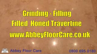 Grinding Filling Polishing Dirty Honed Filled Travertine [upl. by Elocin]