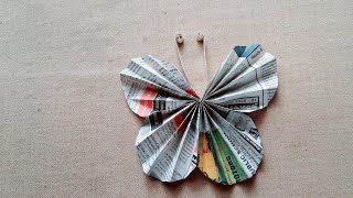 Waste news paper butterfly  Easy paper craft ideas  waste material craft  newspapers butterfly [upl. by Dej]