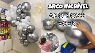 ARCO DE BALÃO INCRÍVEL PARA O ANO NOVO 2023  arco fácil e rápido com poucos balões para a virada [upl. by Reinnej]