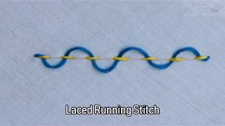 Laced Running Stitch In Hand Embroidery Stitches Tutorial [upl. by Oilerua]