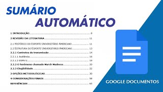 SUMÁRIO  ÍNDICE AUTOMÁTICO FACINHO DE FAZER NO GOOGLE DOCUMENTOS [upl. by Ange]