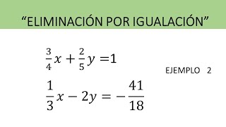 Sistemas de Ecuaciones Lineales con 2 Variables Coeficientes en Fracciones Método de Igualación [upl. by Delanty]