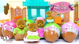 Lil Woodzeez Health Clinic Health Nuggles Bear Family and Series 2 Blind Acorns [upl. by Aihsek]