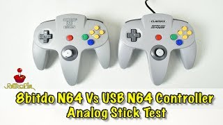 8bitdo N64 controller Vs USB N64 Controller Analog Stick Test Retropie [upl. by Ayaet]