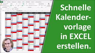 Schnelle Kalendervorlage in Excel erstellen [upl. by Kristina548]