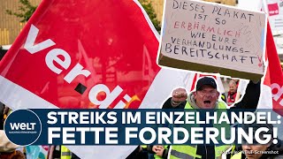 STREIKS IM EINZELHANDEL Verdi fordert 1350 Euro Mindestlohn und 13 Prozent Lohnerhöhung [upl. by Diver]