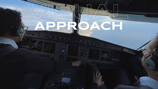 Ferry flight  Airbus A320 visual approach and landing at Heraklion cockpit  pilots view [upl. by Terrej]