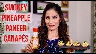 Party food recipe  Smokey Pineapple Paneer Canapé I FunFoods Zero Fat Dressings I Chef Meghna [upl. by Handal807]