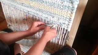 Twining a body of a rag rug in more detail video 2 [upl. by Magnuson530]