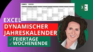 Excel Kalender 2024  mit Wochenende und Feiertage ewiger Jahreskalender [upl. by Nodnalb]