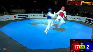 114 Josef Alami Wermdo TKD vs Frederik Emil Olsen Soo Shim TKD Klubb 4 30 [upl. by Noemis]