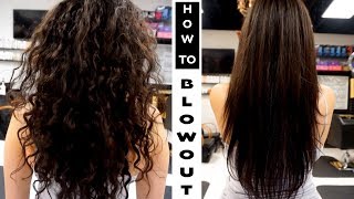 HOW TO BLOWOUT FRIZZYCURLY  DIY SALON BLOWOUT [upl. by Anelas363]