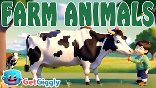 Farm Animals Farm Animals Song for Kids GetGiggly Nursery Rhymes and Kids Songs [upl. by Arlee]