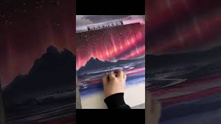 Spray Paint Art ：Winter Wonderland with Northern Lights [upl. by Atalee]