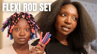 Flexi Rod on Blown Out Hair  Natural Hair [upl. by Naej]