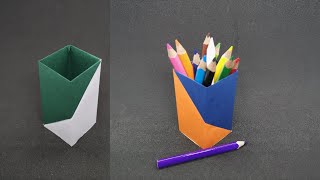 Stiftehalter aus Papier basteln  How to make a pen holder  DIY [upl. by Airdnua]