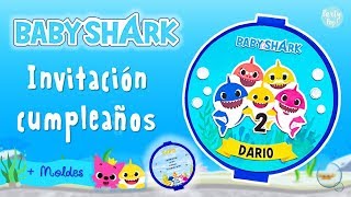 Baby Shark invitacion  con moldes para tu fiesta Partypop DIY🎉 [upl. by Ailssa381]