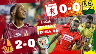 AMÉRICA 00 BUCARAMANGA Y TOLIMA 20 JAGUARES  LIGA BETPLAY I FECHA 06  GOLES RESUMEN Y ANÁLISIS [upl. by Dempsey]