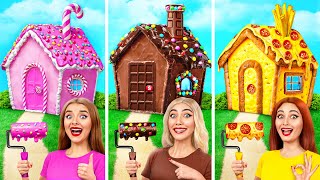 One Colored House Challenge  Sweets vs Chocolate vs Fast Food by Multi DO Smile [upl. by Ferren]