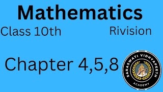 saraswati vidyapeeth academy is live class 10th maths chapter 458 Rivision [upl. by Ahsata622]