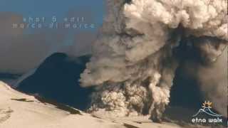 Pyroclastic Flow at SouthEast Crater  Etna  March 04 2012  Etna Walk [upl. by Oremar]