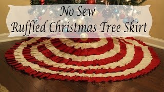 No Sew Christmas Tree Skirt  DIY Tutorial  Árbol de Navidad sin costuras Falda [upl. by Suryt]