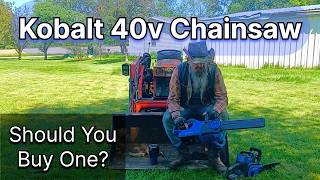 Lowes Kobalt 40v Max 14quot Chainsaw First Cuts in Poplar Review and Impressions [upl. by Etnuad]