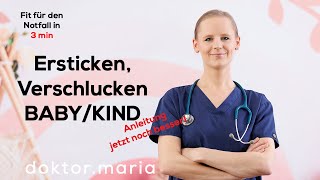 Ersticken Verschlucken Erste Hilfe bei Ersticken an Baby und Kind  mit doktormaria [upl. by Daniala209]