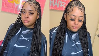 How To Do Knotless Braids With Rubberband Criss Cross Method In FrontDETAILED [upl. by Sedinoel]