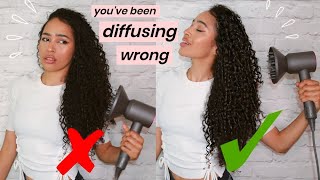 HOW TO DIFFUSE CURLS IN 10 MINUTES NO FRIZZ NO SHRINKAGE [upl. by Talich]