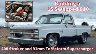 1984 C10 Gets a 408 LS2 4l80 Transmission and a 91MM Torqstorm Supercharger LS Swap Squarebody [upl. by Olecram]